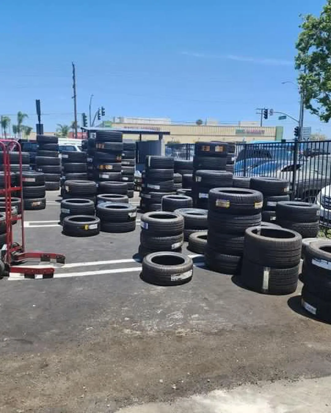 Open Garcia tire yard with used tire inventory